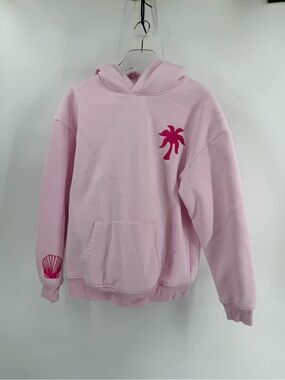 Pink palm puff Hawaii Hibiscus Printed Hoodie size medium